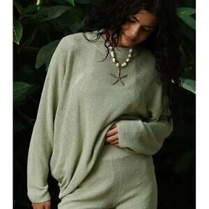 FP BEACH Free People Malibu Surf Beach Sweater Green Haze - Small